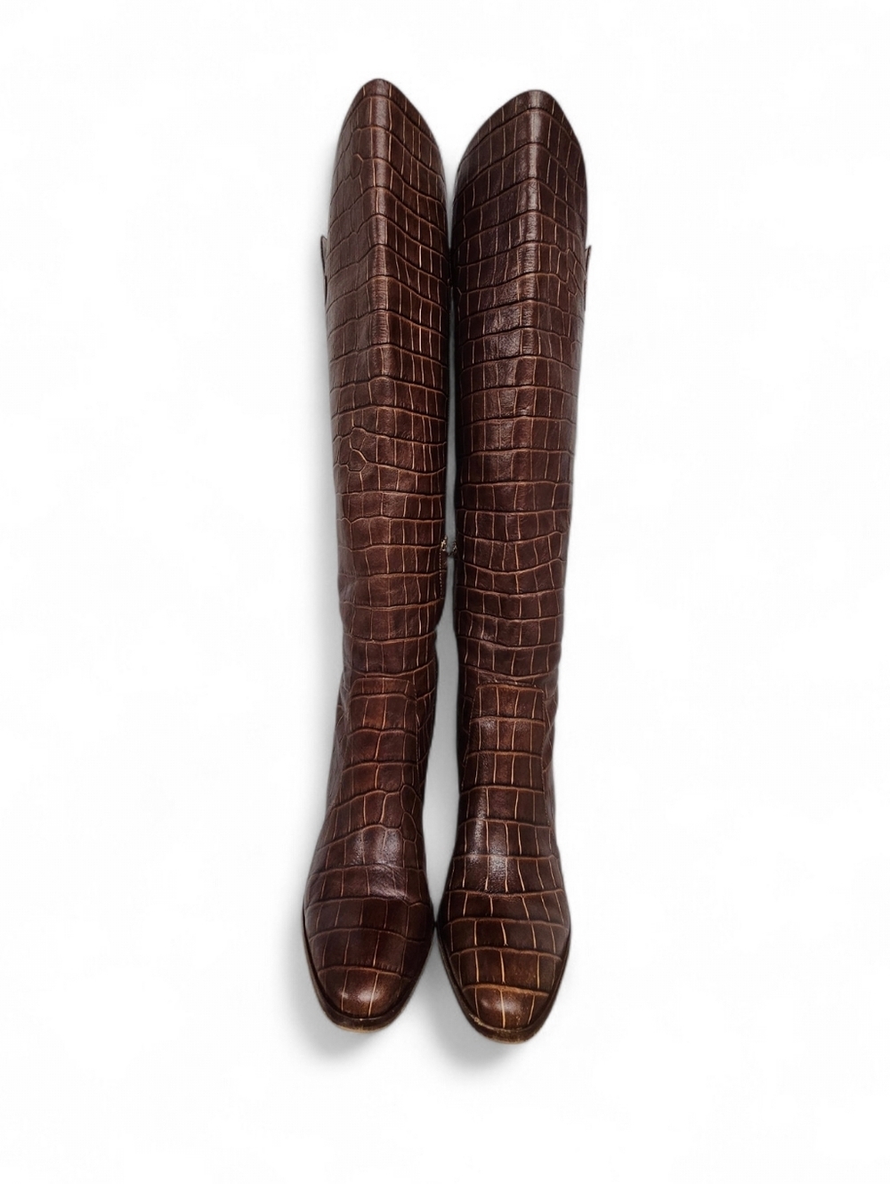 Vince Camuto Palley Embossed Leather Over The Knee Boots In Redwood Brown Sz 7.5 - Picture 3 of 12